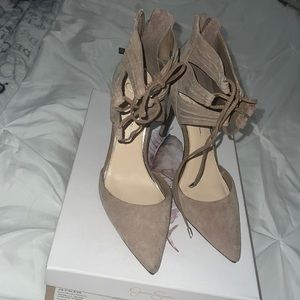 Suede bootie style heels